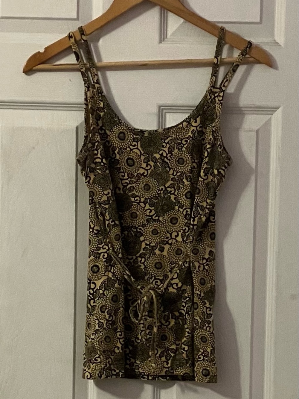 Effie's Heart Black and Cream Floral Tie-Waist Tank Top